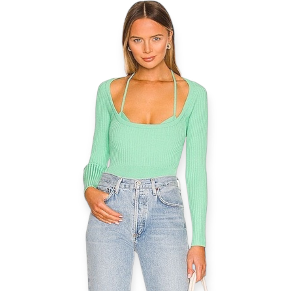 Jonathan Simkhai Jayline Pullover Kiwi Green 2 Piece Set Size XS fits Small NWT - Picture 2 of 8